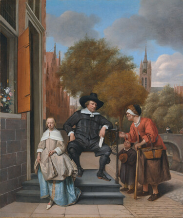 Schilderij getiteld "Le maire de Delft e…" door Jan Steen, Origineel Kunstwerk, Olie