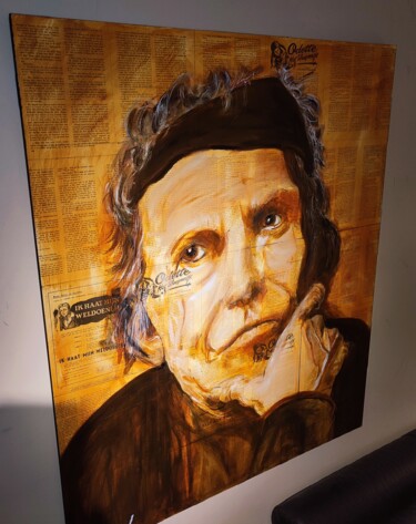 Painting titled "george" by Jan Tousseyn, Original Artwork, Charcoal Mounted on Wood Panel