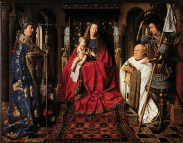 Pintura titulada "Vierge à l'enfant a…" por Jan Van Eyck, Obra de arte original, Oleo