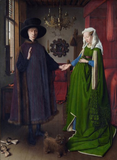 Pittura intitolato "Les Époux Arnolfini" da Jan Van Eyck, Opera d'arte originale, Olio