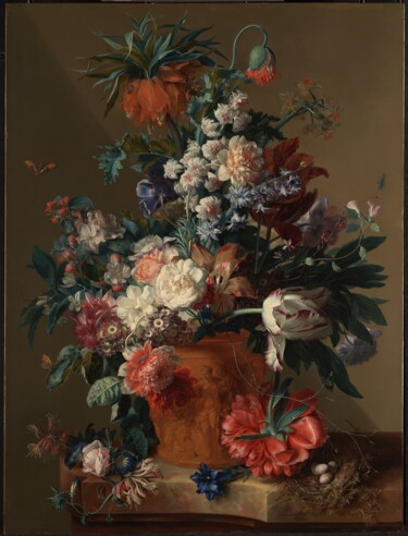 Картина под названием "Vase de fleurs" - Jan Van Huysum, Подлинное произведение искусства, Масло