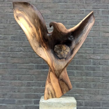 Sculptuur getiteld "THE LOOK OF THE EAG…" door Jan Van Braekel, Origineel Kunstwerk, Hout