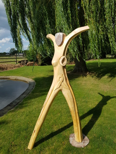 Sculpture intitulée "THINK PINK" par Jan Van Braekel, Œuvre d'art originale, Bois