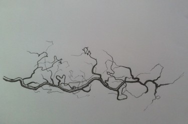 Σχέδιο με τίτλο "Branch" από Jan Schrijver, Αυθεντικά έργα τέχνης, Μελάνι
