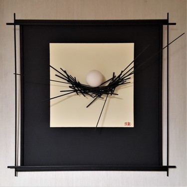 Escultura intitulada "No egg in bird's ne…" por Jan Schrijver, Obras de arte originais, Madeira