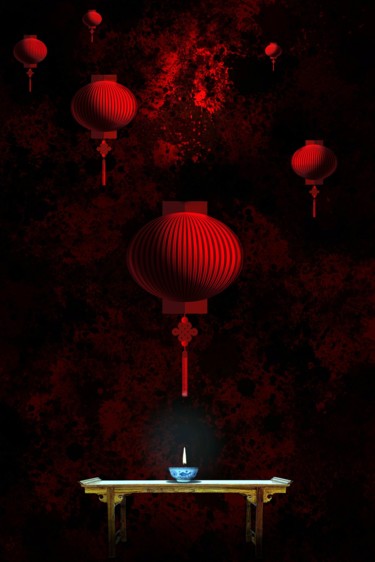 数字艺术 标题为“Composition in red.” 由Jan Schrijver, 原创艺术品, 照片蒙太奇