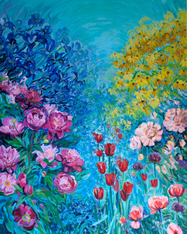 Pintura titulada "Beautiful flowers i…" por Jana Magdova, Obra de arte original, Acrílico