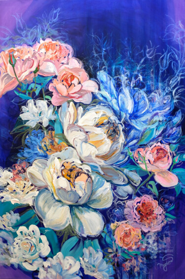 Malerei mit dem Titel "Bohemian roses" von Jana Magdova, Original-Kunstwerk, Acryl