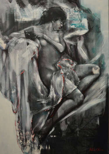 Pittura intitolato "Woman at rest" da Jana Noldin, Opera d'arte originale, Acrilico Montato su Telaio per barella in legno