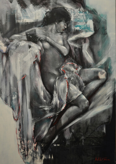 Woman at rest Ζωγραφική με τίτλο "Woman at rest" από Jana Noldin, Αυθεντικά έργα τέχνης, Ακρυλικό Τοποθετήθηκε στο Ξύλινο φορείο σκελετό