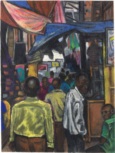 Painting titled "kampala-side-street…" by Janas Durkee, Original Artwork