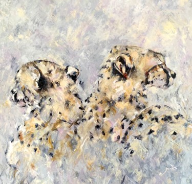 Pintura intitulada "Cheetah Cubs" por Jan Raats, Obras de arte originais, Acrílico