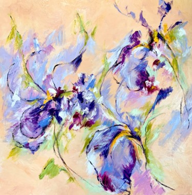 Pintura titulada "Iris and Foxgloves 2" por Jan Raats, Obra de arte original, Oleo