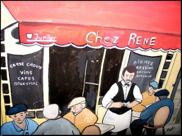 Peinture intitulée "Cafe Rene" par Jane Betti, Œuvre d'art originale