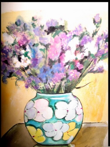 Peinture intitulée "purple flowers" par Jane Betti, Œuvre d'art originale