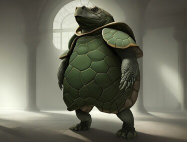 Digitale Kunst getiteld "Gladiator Turtle" door Jane Clevens, Origineel Kunstwerk, 2D Digital Work