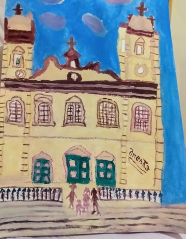 Pintura titulada "Igreja do Bonfim" por Jane Costa, Obra de arte original, Acuarela