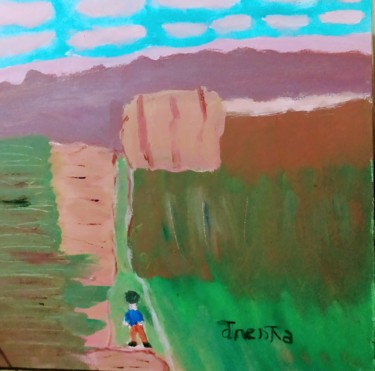 Painting titled "Apreciando a paisag…" by Jane Costa, Original Artwork, Acrylic