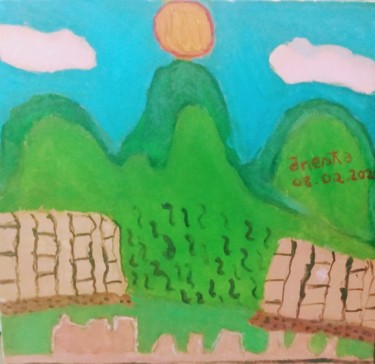 Painting titled "Machu Picchu" by Jane Costa, Original Artwork, Acrylic