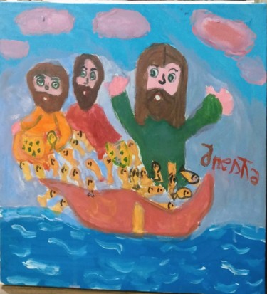 Pittura intitolato "O barco repleto de…" da Jane Costa, Opera d'arte originale, Acrilico