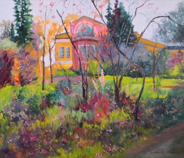 Painting titled "Manor in autumn, Au…" by Jane Lantsman, Original Artwork, Oil