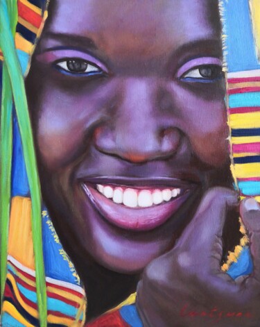 Картина под названием "Portrait of an Afri…" - Jane Lantsman, Подлинное произведение искусства, Масло