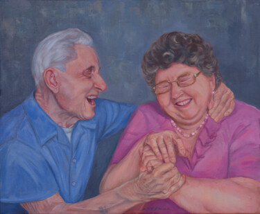 Painting titled "Love and laugh thro…" by Jane Lantsman, Original Artwork, Oil