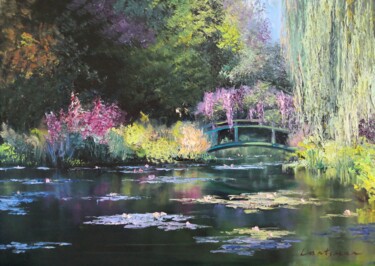 Claude Monet Water Lily pond Painting titled "Claude Monet Water…" by Jane Lantsman, Original Art, Oil