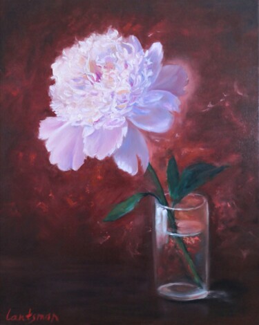 Pintura titulada "Pink blooming Peony…" por Jane Lantsman, Obra de arte original, Oleo