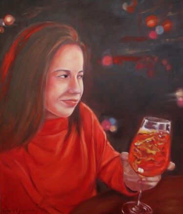 Painting titled "Some evening in a b…" by Jane Lantsman, Original Artwork, Oil