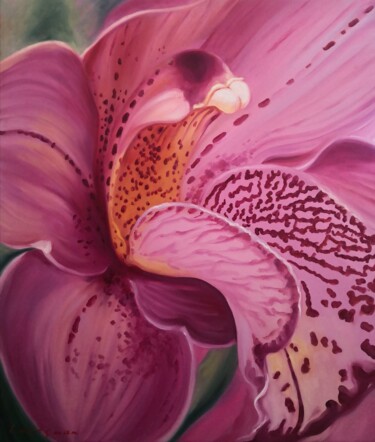 Painting titled "Orchid - a flower o…" by Jane Lantsman, Original Artwork, Oil