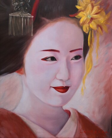 Картина под названием "Tenderness. Geisha…" - Jane Lantsman, Подлинное произведение искусства, Масло