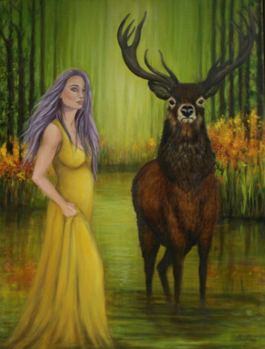 Pittura intitolato "Sacred Grove" da Jane Moore, Opera d'arte originale, Olio