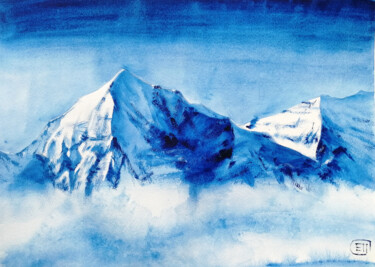 Painting titled ""Everest" original…" by Jane Skuratova, Original Artwork, Watercolor