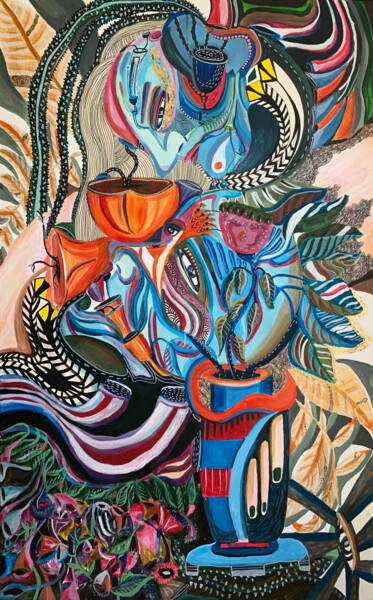 Malerei mit dem Titel "Blooming Daydreams" von Jane Sukiasyan, Original-Kunstwerk, Acryl