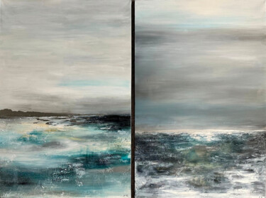 "Mist, diptych" başlıklı Tablo Jane Ti tarafından, Orijinal sanat, Akrilik Ahşap Sedye çerçevesi üzerine monte edilmiş