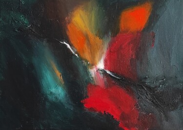 Schilderij getiteld "Red bird" door Jane Ti, Origineel Kunstwerk, Acryl