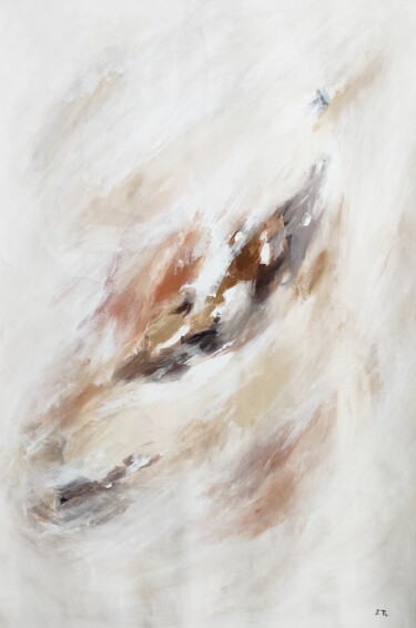 Pintura intitulada "Abstract sky. Beige…" por Jane Ti, Obras de arte originais, Acrílico