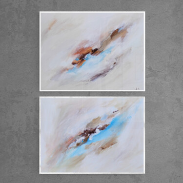 Peinture intitulée "Beige and blue seri…" par Jane Ti, Œuvre d'art originale, Acrylique