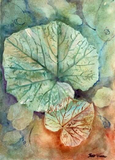 Painting titled "Fall is Coming" by Jane Wong, Original Artwork, Watercolor