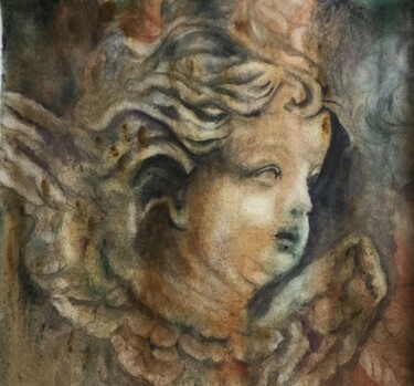 Painting titled "Wurzburg Angel" by Jane Wong, Original Artwork, Watercolor