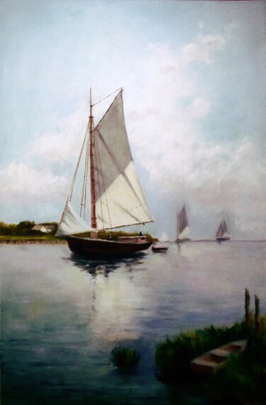 Painting titled "Blue Point, Long Is…" by Jane Wong, Original Artwork, Oil