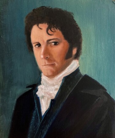 Malerei mit dem Titel "Mr. Darcy" von Jane Wong, Original-Kunstwerk, Öl