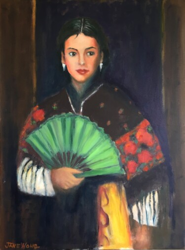 Schilderij getiteld "Spanish Girl of Seg…" door Jane Wong, Origineel Kunstwerk, Olie