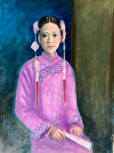 Painting titled "Minnie Tong" by Jane Wong, Original Artwork, Oil