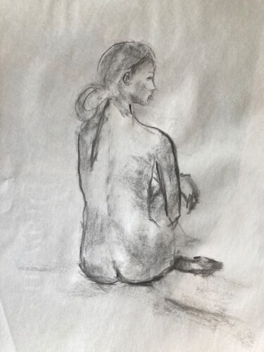 Drawing titled "Nude2" by Jane Wong, Original Artwork, Charcoal