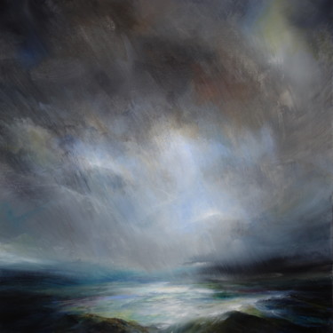Malarstwo zatytułowany „The Curving Rains” autorstwa Jane Elizabeth Cullum, Oryginalna praca, Akryl Zamontowany na Drewniana…