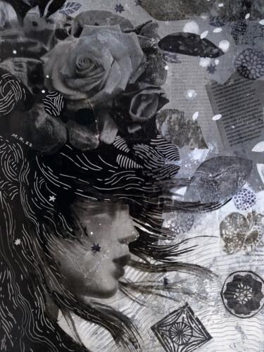 Collages intitulée "Nocturnal" par Margot Raven, Œuvre d'art originale, Acrylique
