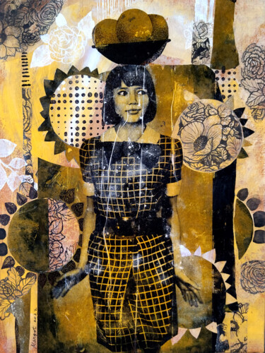 Коллажи под названием "Sunflowers" - Margot Raven, Подлинное произведение искусства, Акрил