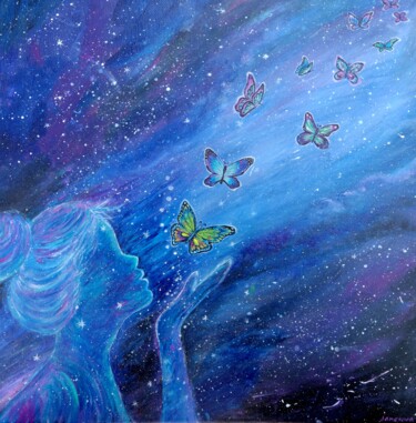 Картина под названием "Freedom of the soul" - Kristina Janekova, Подлинное произведение искусства, Акрил Установлен на Дерев…
